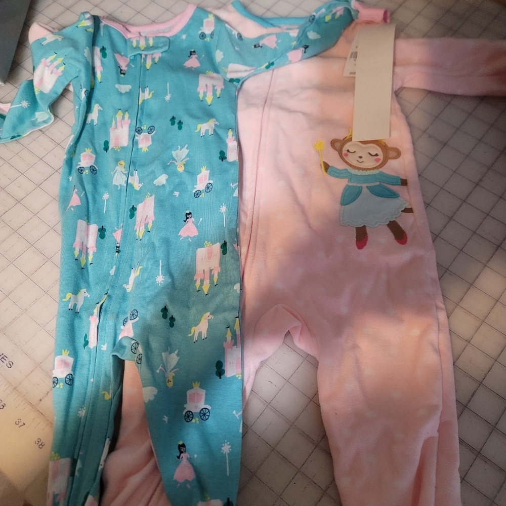 Carter's Kids One Piece Footies - Teal and Pink